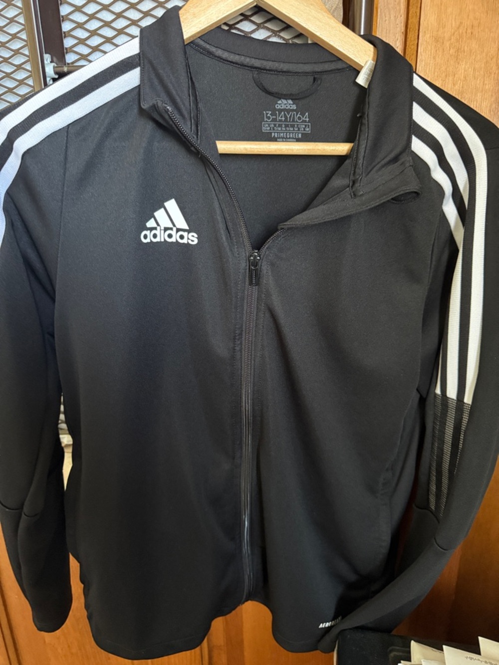 adidas Black Jacket with White Three-Stripes